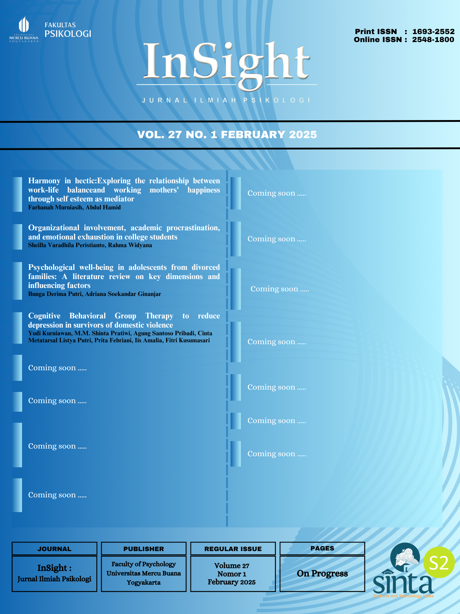 Cover Insight: Jurnal Ilmiah Psikologi